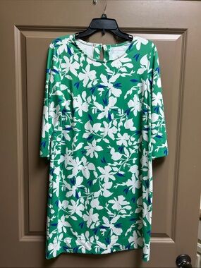Southern Tide green and white dress with accents of royal blue. NWT!